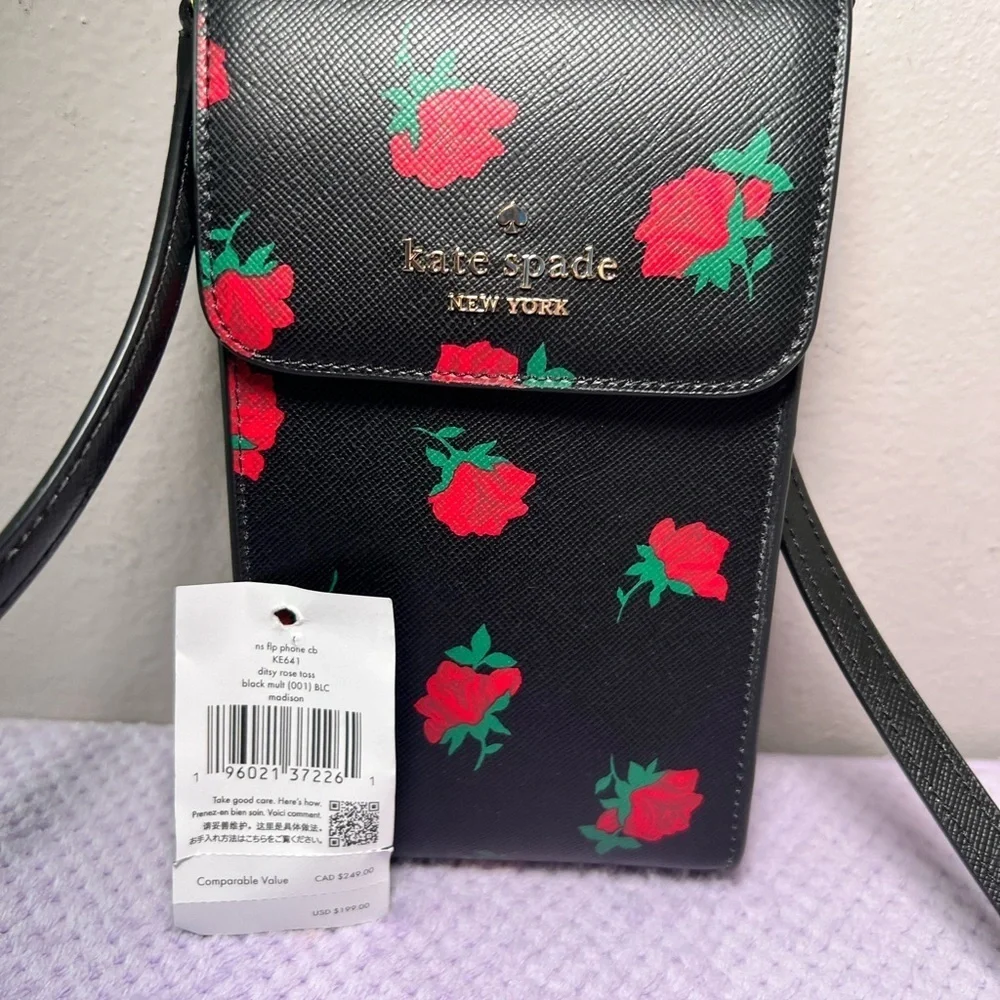 New Kate Spade Madison Ditsy Rose Toss Phone Crossbody